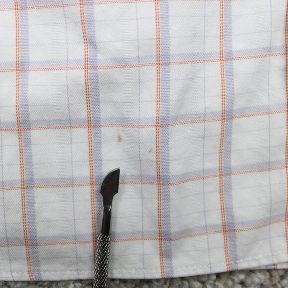 David Donahue Men's Dress Shirt - White with Blue and Red Plaid - Picture 9 of 14